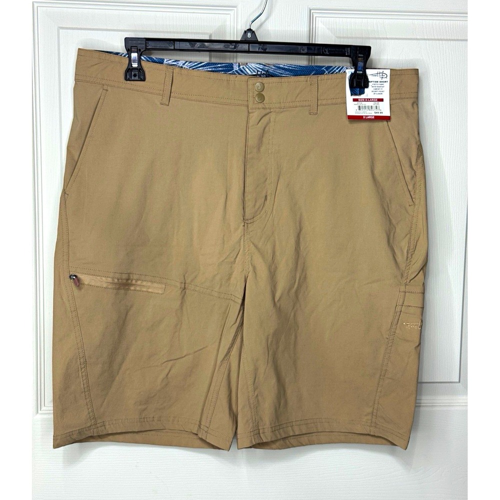 Reel Life Riptide Cargo Shorts Mens Beige Stretch Water Resistant 9" Inseam XL